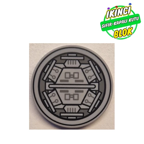 LEGO® Tile Round 3 x 3 with Airlock print Açık Mavimsi Gri Sıfır