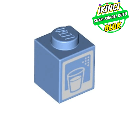 LEGO® 1 x 1 Bardak Desenli Tuğla Orta Mavi Sıfır