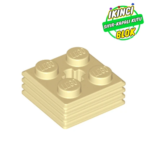 LEGO® Plate Special 2 x 2 x 2/3 with Axle Hole and Grill on Sides (Haybale) Bej Sıfır