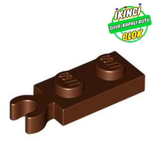 LEGO® Plate Special 1 x 2 with Clip Vertical on End Kırmızımsı Kahverengi Sıfır