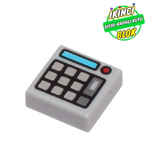 LEGO® Tile 1 x 1 with Keypad, Blue Slit, Red Button print Açık Mavimsi Gri Sıfır