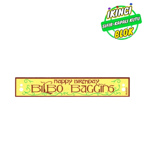 LEGO® Banner 14 x 2 with Red 'HAPPY BIRTHDAY BILBO BAGGINGS' print Parlak Açık Sarı Sıfır