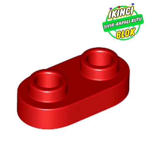 LEGO® 1 x 2 Yuvarlak Plaka (Açık Studlu) Kırmızı Sıfır