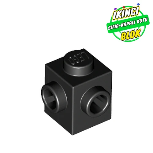 LEGO® 1 x 1 2 Yan Açık Bağlantılı Tuğla Siyah Sıfır