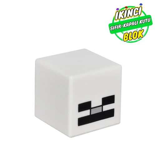 LEGO® Minifig Head Special, Cube with Skeleton Face Print Beyaz Sıfır