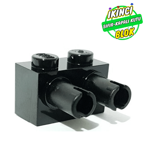 LEGO® 1 x 2 2 Pim Çıkışlı Modifiye Tuğla Siyah Sıfır