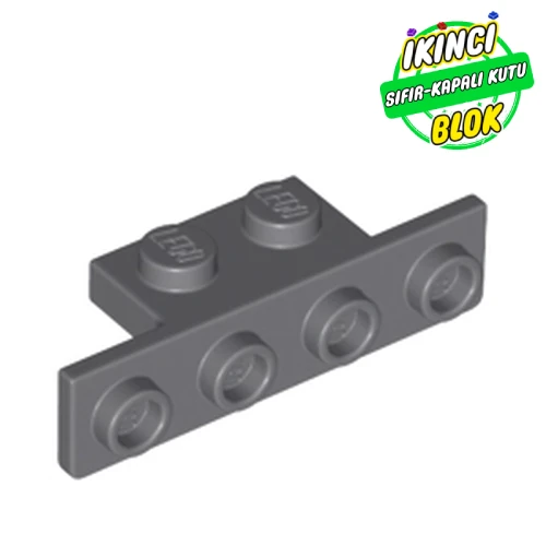 LEGO® Bracket 1 x 2 - 1 x 4 [Rounded Corners at Bottom, Square Corners at Top] Koyu Mavimsi Gri Sıfır