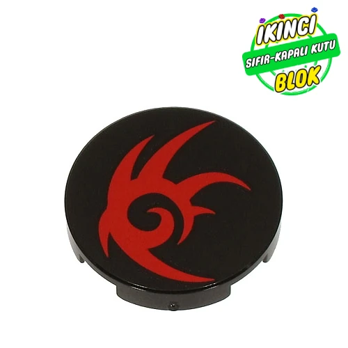 LEGO® Tile Round 2 x 2 with Red Shadow Outline print Siyah Sıfır