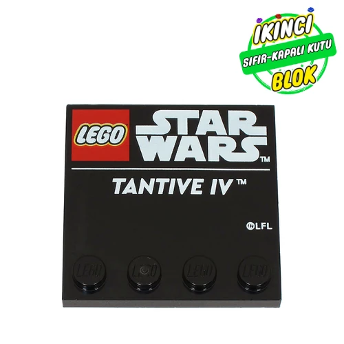 LEGO® Plate Special 4 x 4 with Studs on One Edge with 'LEGO STAR WARS TANTIVE IV' print Siyah Sıfır