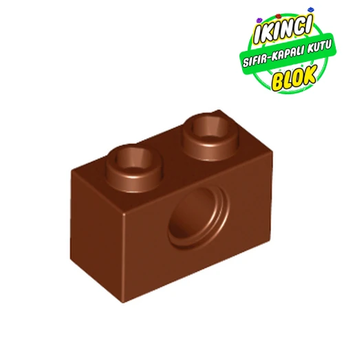 LEGO® Technic Brick 1 x 2 [1 Pin Hole] Kırmızımsı Kahverengi Sıfır