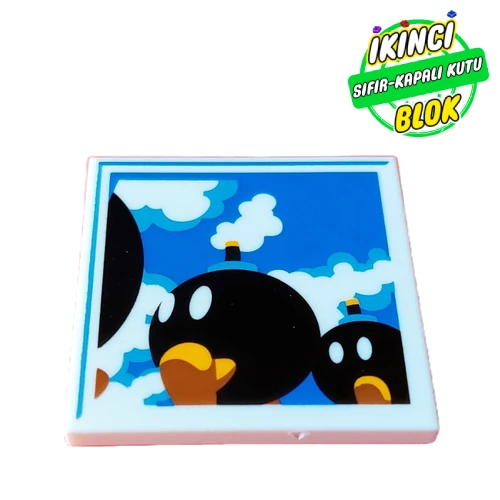 LEGO® Tile 4 x 4 with Bob-Ombs print Beyaz Sıfır