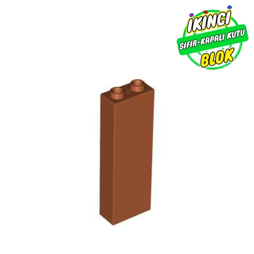 LEGO® Brick 1 x 2 x 5 with Blocked Open Studs and Bottom Stud Holder with Asymmetric Ridges Koyu Turuncu Sıfır