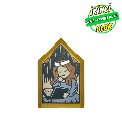 LEGO® Tile Special 2 x 3 Pentagonal with Unknown Sleeping Witch Portrait print İnci Altın Sıfır