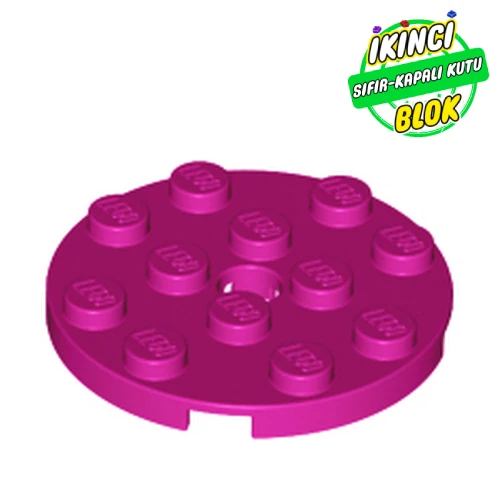 LEGO® Plate Round 4 x 4 with Pin Hole Macenta Sıfır
