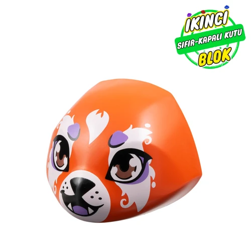 LEGO® Large Figure Head Panda 6 x 4 x 5 with Red Panda Face, White Flames, Lavender Markings print Kırmızımsı Turuncu Sıfır