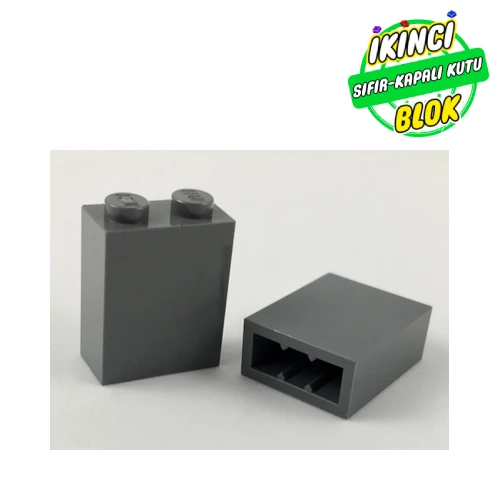 LEGO® Brick 1 x 2 x 2 with Inside Stud Holder Koyu Mavimsi Gri Sıfır