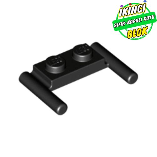 LEGO® 1 x 2 Modifiye Plaka 2 Bar Bağlantılı Siyah Sıfır