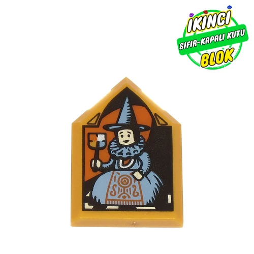 LEGO® Tile Special 2 x 3 Pentagonal with Elizabeth Burke print İnci Altın Sıfır