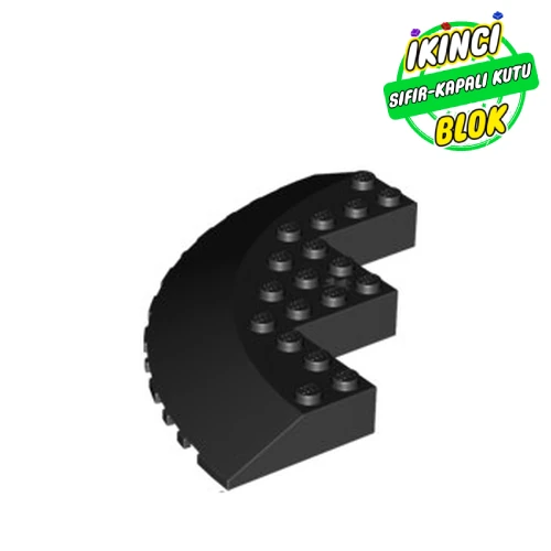 LEGO® Brick Round Corner 10 x 10 with Slope 33° Edge, Axle Hole, Facet Cutout Siyah Sıfır