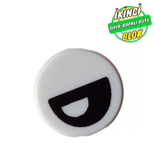 LEGO® Tile Round 1 x 1 with Black Eye with Central Pupil Partially Closed Print Beyaz Sıfır