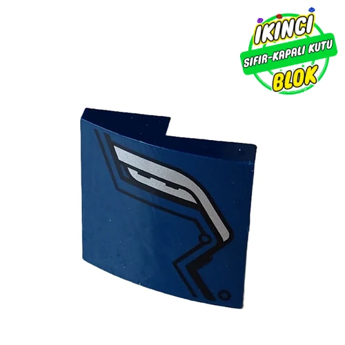 LEGO® Slope Curved 2 x 2 x 2/3 with Silver Armour print Koyu Mavi Sıfır