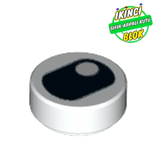 LEGO® Tile Round 1 x 1 with Squinted Eye, Top Side Pupil print Beyaz Sıfır
