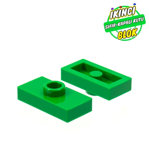 LEGO® Plate Special 1 x 2 with 1 Stud without Groove (Jumper) Yeşil Sıfır