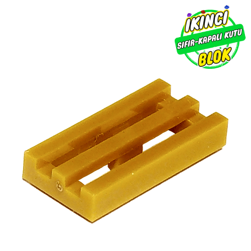 LEGO® 1 x 2 Izgara Desenli Modifiye Düz Plaka Parlak Altın Sıfır