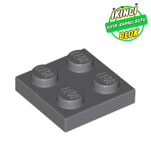 LEGO® Plate 2 x 2 Koyu Mavimsi Gri Sıfır