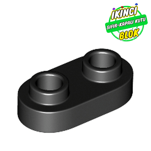 LEGO® 1 x 2 Yuvarlak Plaka (Açık Studlu) Siyah Sıfır