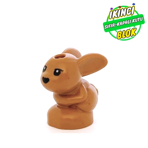 LEGO® Animal, Rabbit / Bunny, Baby Sitting with Black Eyes and Black Nose Print Orta Nugat Sıfır
