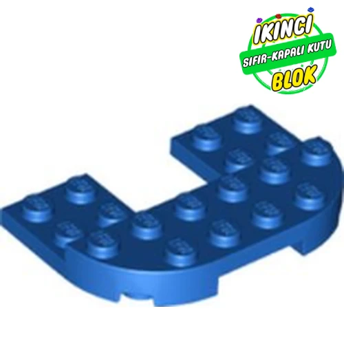 LEGO® Plate Round Corners Double 4 x 6 with 2 x 2 Cutout and 2 x 6 Raised Studs Mavi Sıfır