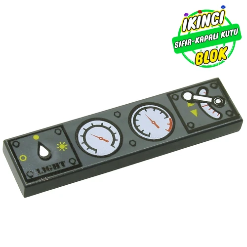 LEGO® Tile 1 x 4 with Train Controls Print Koyu Mavimsi Gri Sıfır