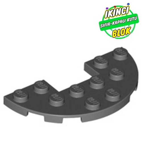 LEGO® Plate Round Half 3 x 6 with 1 x 2 Cutout Koyu Mavimsi Gri Sıfır