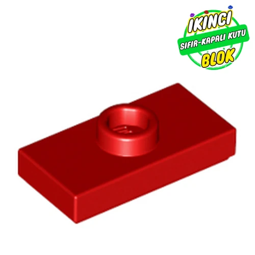 LEGO® Plate Special 1 x 2 with 1 Stud with Groove and Inside Stud Holder (Jumper) Kırmızı Sıfır
