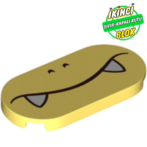 LEGO® Tile Round 2 x 4 with Face, White Fangs print Parlak Açık Sarı Sıfır