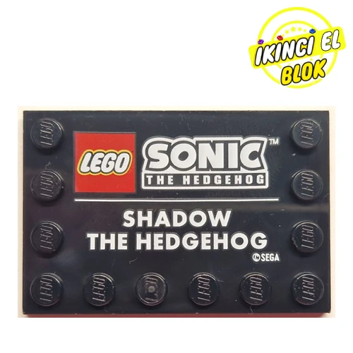 LEGO® Plate Special 4 x 6 with Studs on 3 Edges with 'LEGO SONIC', 'SHADOW THE HEDGEHOG' print Siyah İkinci El
