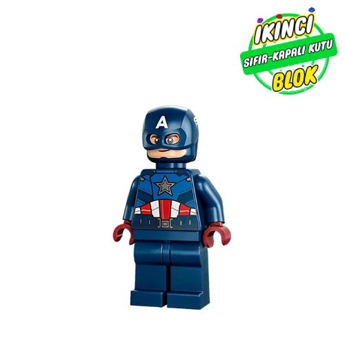 LEGO® Minifigür Captain America with Dark Blue Suit, Helmet Sıfır sh0852