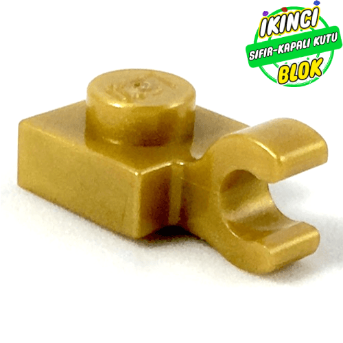 LEGO® 1 x 1 Modifiye Plaka, Açık O Klipsli (Kalın, Dikey Tutuşlu) Parlak Altın Sıfır