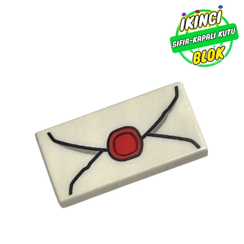 LEGO® Tile 1 x 2 with Letter, Wax Seal print Beyaz Sıfır
