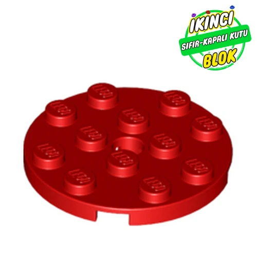 LEGO® Plate Round 4 x 4 with Pin Hole Kırmızı Sıfır