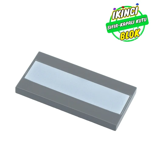 LEGO® Tile 2 x 4 with White Stripe Print Koyu Mavimsi Gri Sıfır
