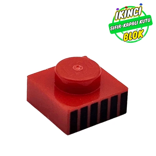 LEGO® Plate 1 x 1 with Black Stripes / Grill print Kırmızı Sıfır