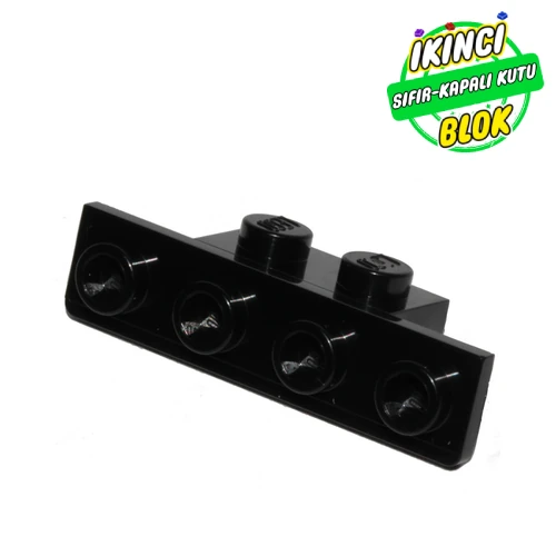 LEGO® Bracket 1 x 2 - 1 x 4 [Rounded Corners at Bottom, Square Corners at Top] Siyah Sıfır