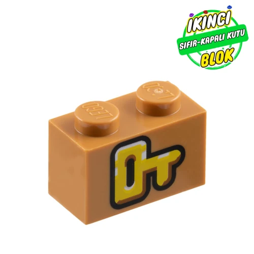 LEGO® Brick 1 x 2 with Yellow Key Print Orta Nugat Sıfır