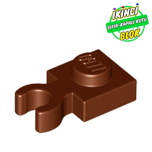LEGO® Plate Special 1 x 1 with Clip Vertical [Thick Open O Clip] Kırmızımsı Kahverengi Sıfır