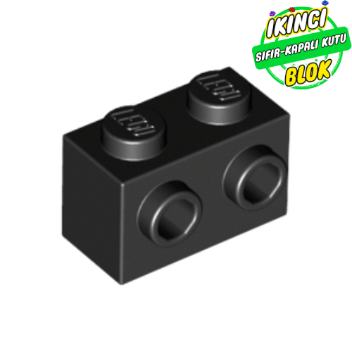 LEGO® 1 x 2 Tek Yön Studlı Modifiye Tuğla Siyah Sıfır