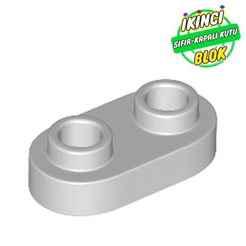 LEGO® 1 x 2 Yuvarlak Plaka (Açık Studlu) Açık Mavimsi Gri Sıfır
