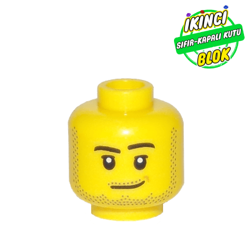 LEGO® Hafif Sakallı Hafif Gülümseyen Figür Kafası Sarı Sıfır