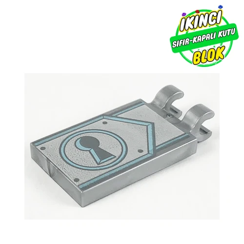 LEGO® Tile Special 2 x 3 with 2 Clips with Lock, Medium Blue Lines print Mat Gümüş Sıfır